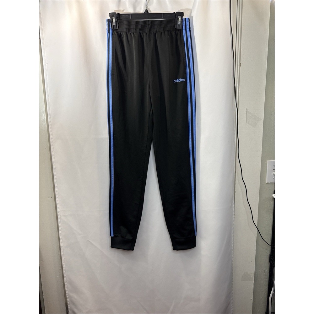 Adidas Jogger Youth Size L 14/16 Blue 3-Stripes Pockets Tapered Legs Logo EUC
